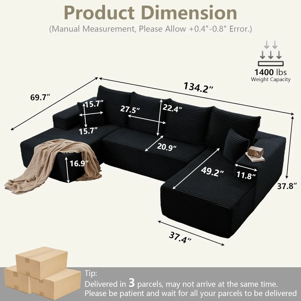 "أريكة كبيرة مستوحاة من السحابة لمساحات المعيشة، وأرائك مثيرة على شكل حرف U، ومقاعد معيارية مرنة، وأريكة سروال قصير من القطيفة