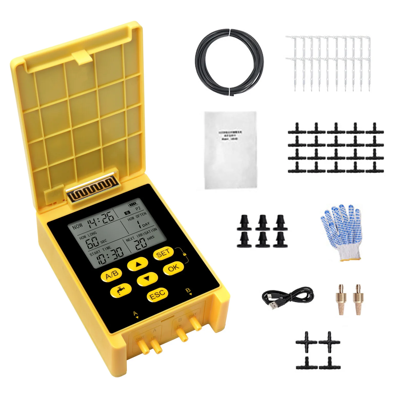 

Dual Pump Solar Drip Irrigation System with Rain Sensing Digital Display Screen 2 Group Automatic Watering System