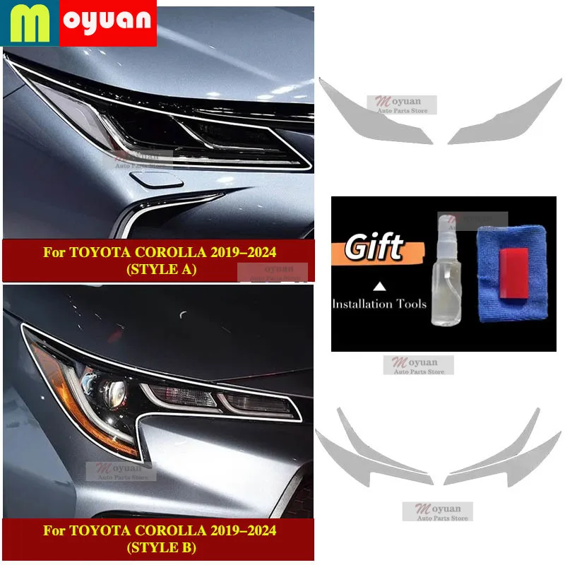 

For TOYOTA COROLLA E210 2019-2024 Car Headlight Protect Car Film Headlamp Transparent Black TPU Exterior Sticker Car Accessories
