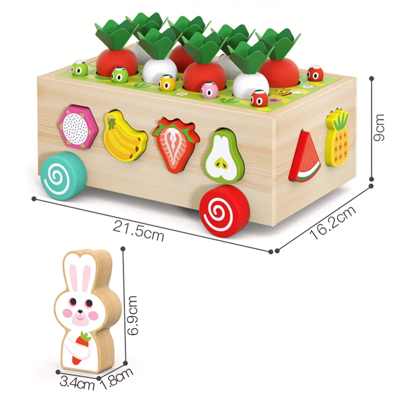 Multifunctional Toy From 1 2 3 Years,Carrot Plug-in Game Gift Wooden Toy Sorting Game Wooden Puzzle Carrot Harvest