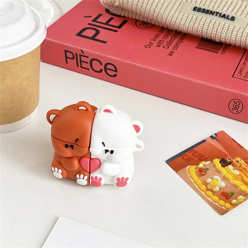 Embrace Couple Bear Case for AirPods 4 Airpod 1 2 3 Pro Pro2  Bluetooth Earbuds Charging Box Protective Earphone Case Cover