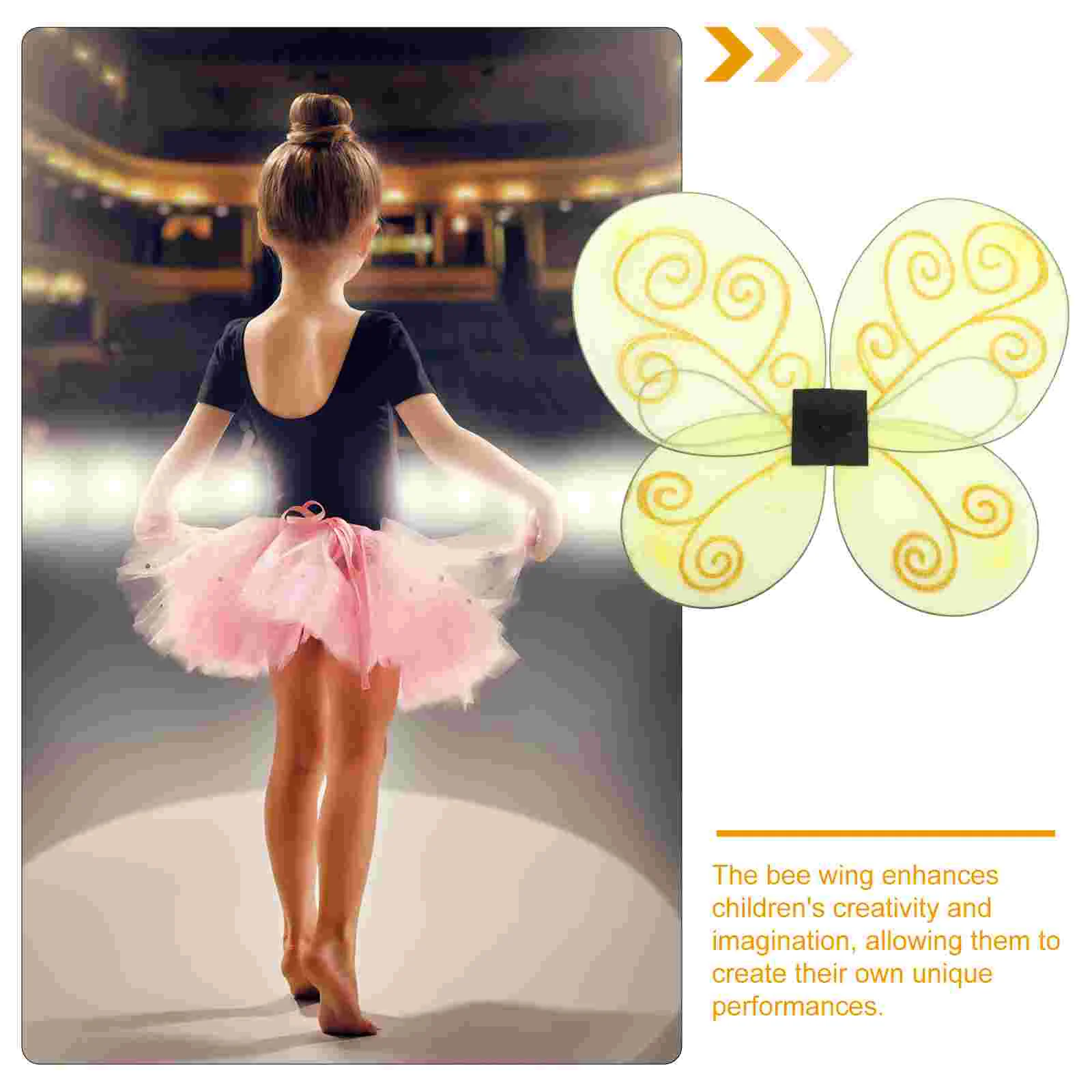 Yellow Bee Wings Costume Props Party Supplies Women Cosplay Polyester for Adults