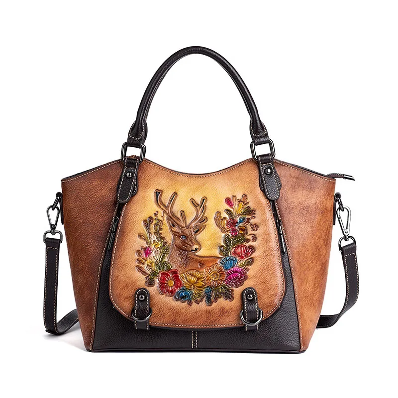 Patchwork Ladies Real Cow Leather Handbag Crocodile Pattern Genuine Leather Top-handle Tote Bag Women Shoulder or Messenger Bag
