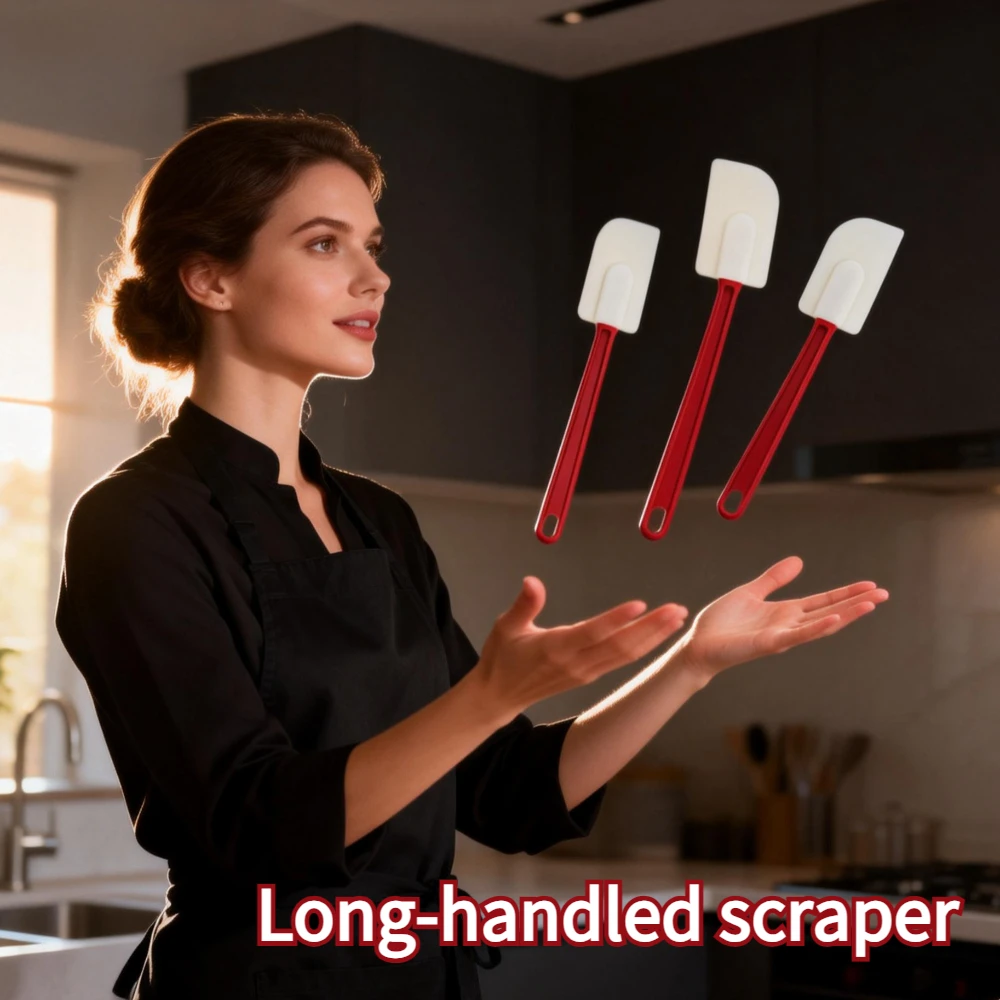 1pc Long-Handled Scraper Silicone Spatula Jar Scraper Scoop Spatula Baking Tools Ideal for Spreading Butter Cream Jam