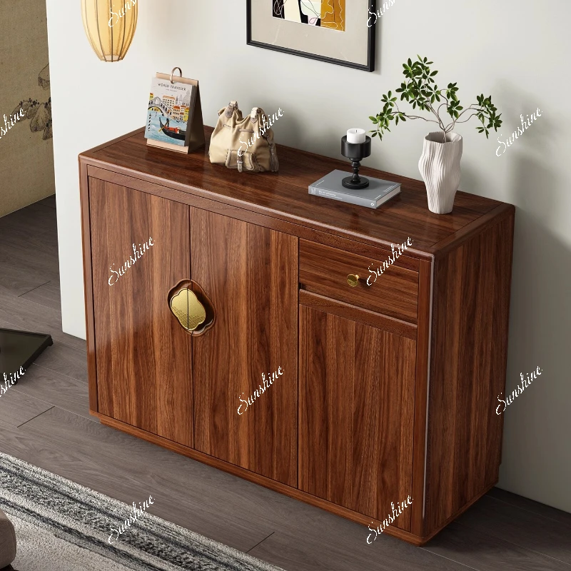 New Chinese-style solid wood shoe cabinet, large-capacity multi-layer oversized storage cabinet at the door of the home