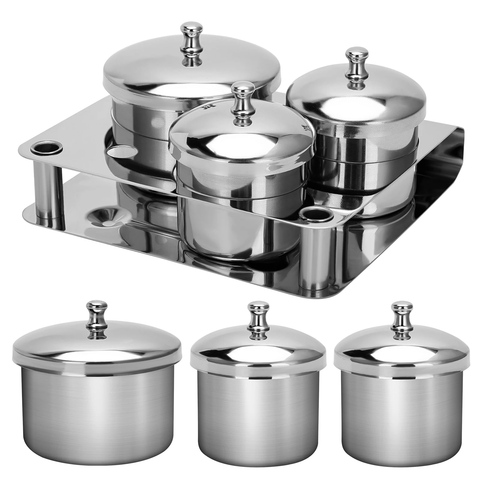

3/5pcs Portable Stainless Steel Nail Art Cups Set, Acrylic Liquid Powder Container with Lids, for Beginners & Manicurists