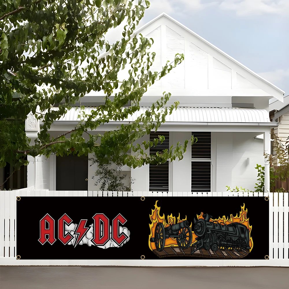 60X240cm AC/DC Band Banner Flag Polyester Printed Garage or Outdoor Decoration Tapestry