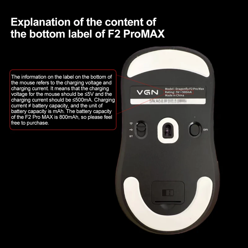 VGN Dragonfly F2 Pro MAX Ultra-Lightweight Wireless Gaming Mouse PAW3395 Tri-Mode Rechargeable Ergonomic Esports FPS Mice image 6