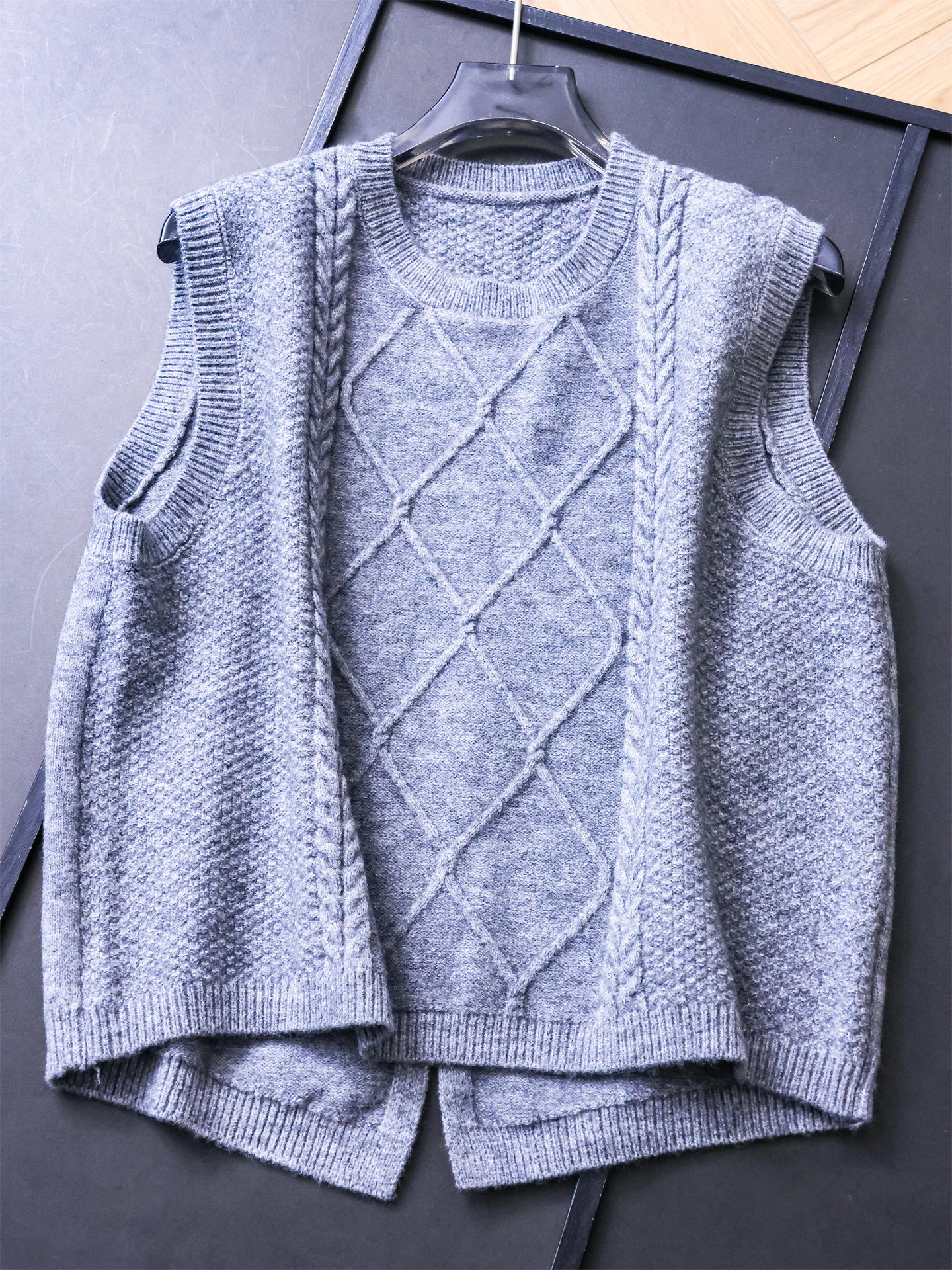 Gilet Maglione da Donna Tinta Unita Vestibilità Ampia con Scollo Rotondo Nuovo Top Autunnale per Stratificazione N048 Misto Poliestere e Nylon