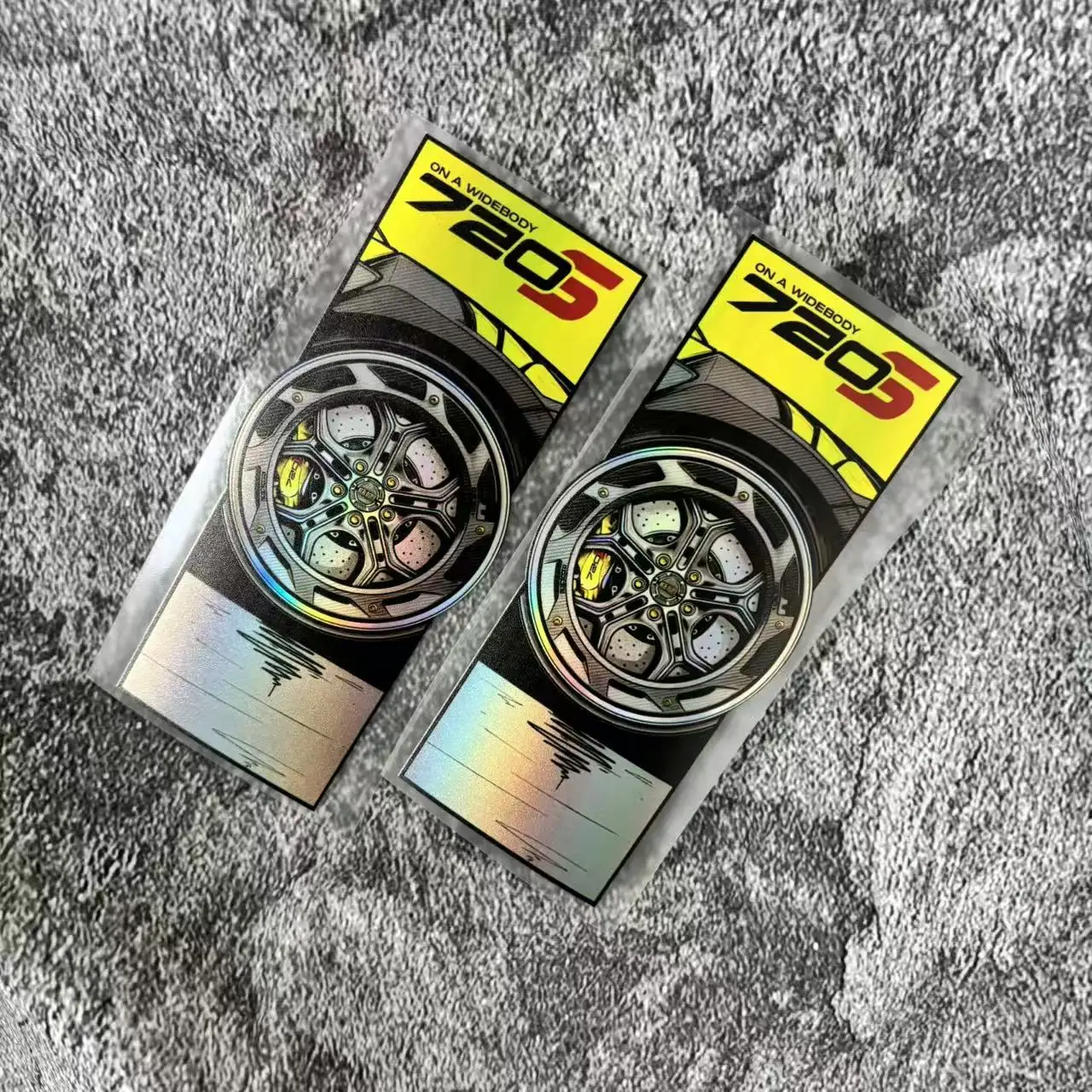 

Holographic Car Wheel Waterproof Vinyl Sticker Set – 2-Piece "720S" Decals for Car & Motorcycle Decor