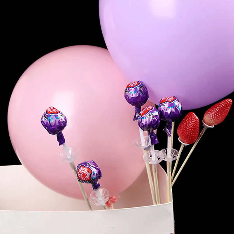 100Pcs Plastic Transparent Chocolate Ball Holder Flower Candy Ball Bouquet Packaging Holder DIY Flower Stem Fixed Base