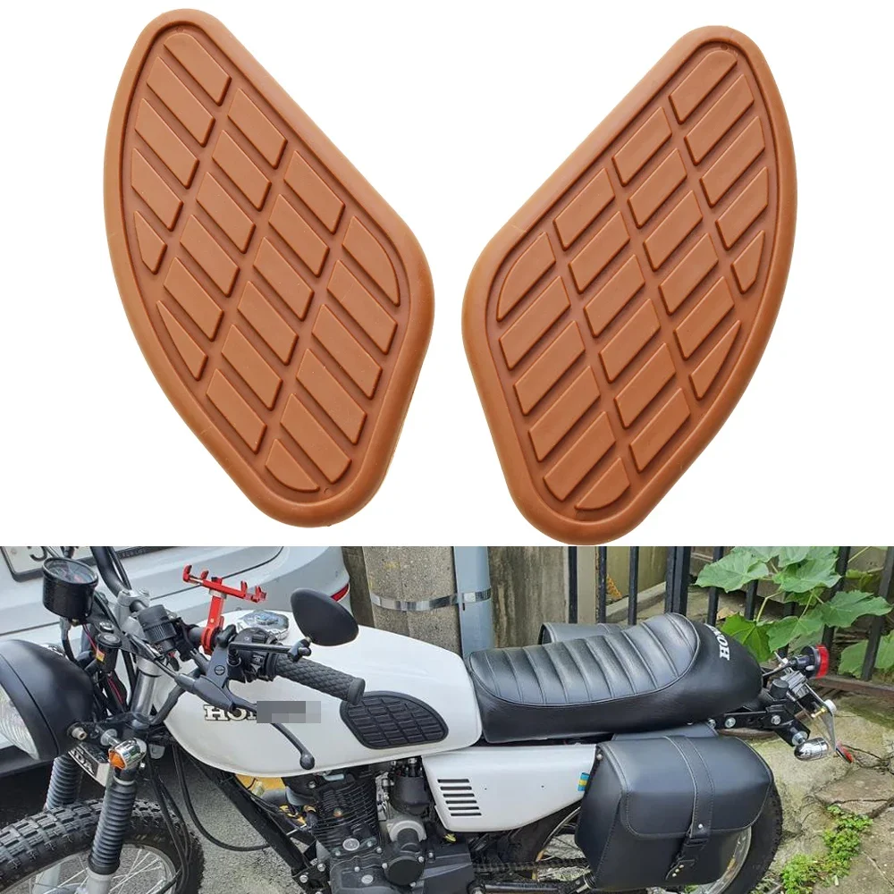 Motorcycle Mini Vintage Rubber Gas Tank Traction Pad Side Fuel Knee Protector Stickers For Honda CB250 CB500 CB750 For Kawasaki