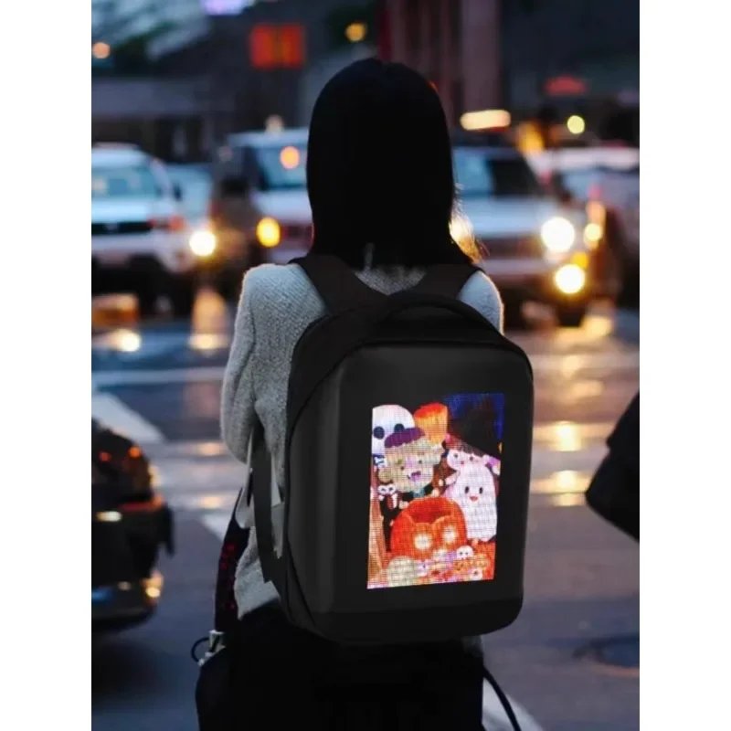 

led light backpack bluetooth display driving led backpack super fire fried street bag advertising waterproof schoolbag men