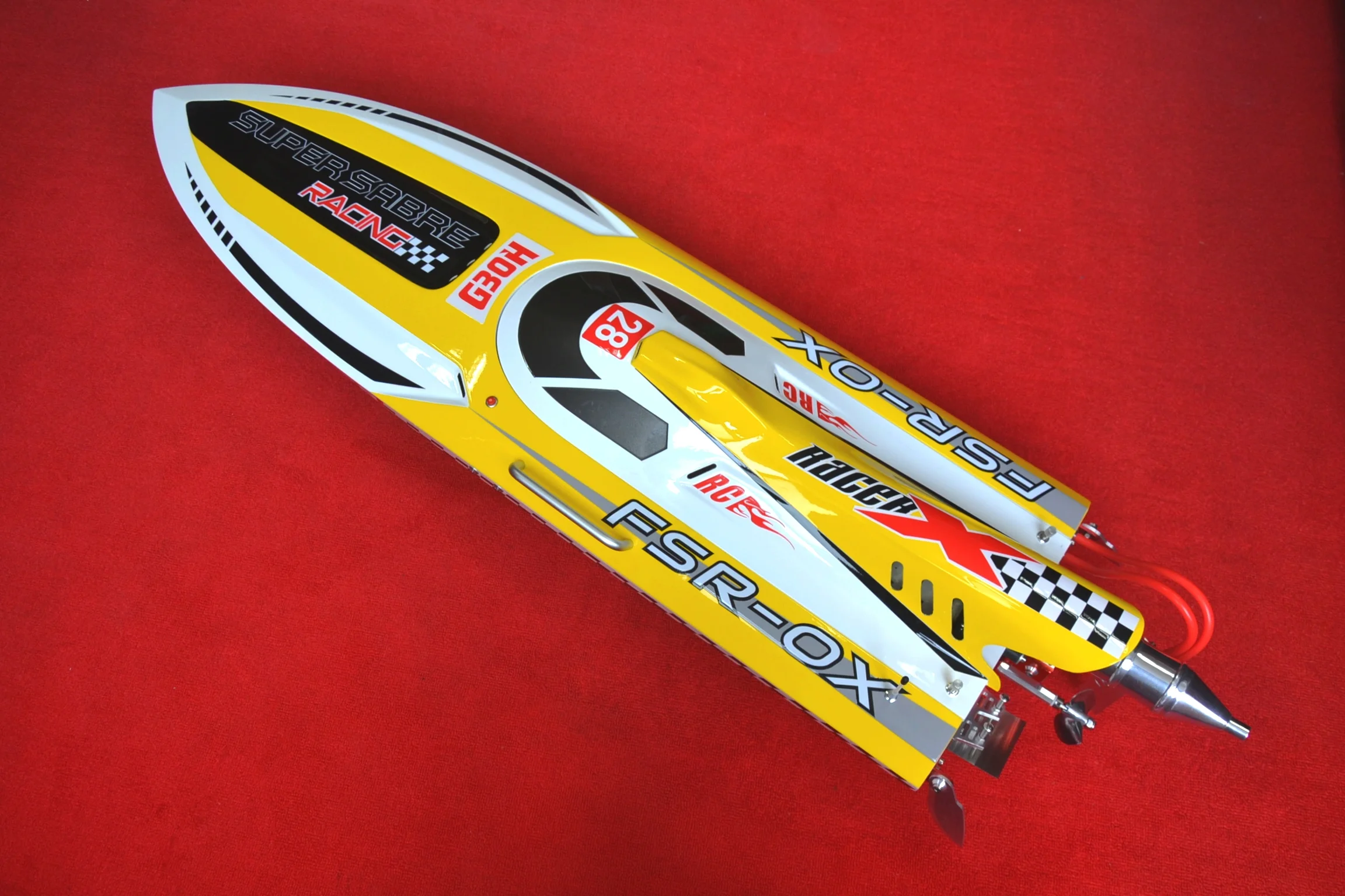 Draadloze afstandsbediening Speelgoedboot 30CC Motor Gaslijn Glasvezel RC Racing Boot Afstandsbediening ROOD G30H