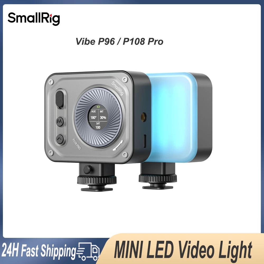 Smallrig Vibe P96 / P108 Pro mini LED видео светильник Bi-color 5600k быстросъемное заполнение светильник с ЖК-экраном для телефона Vlog Cage﻿