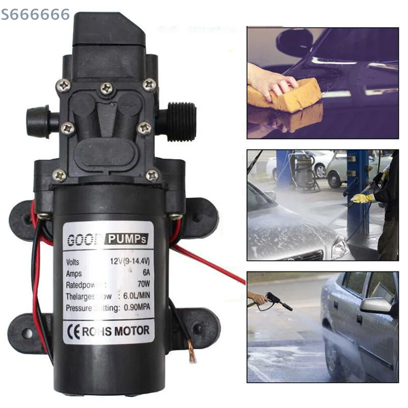 Automatic Switch 6L/Min High Pressure Car Washing Spray Self Priming Pump 70W DC 12V Micro Electric Diaphragm Reflux Water Pumps