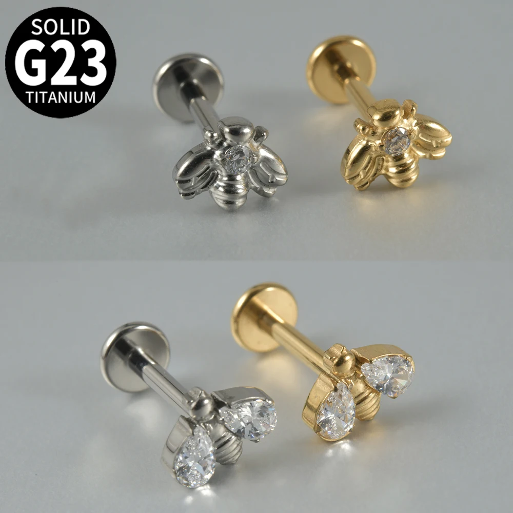 1PC Pure Titanium Inner Screw Different Style CZ Marquise Flat Back Lip Nose Ear Cartilage Tragus Concn Rook Piercing Earring