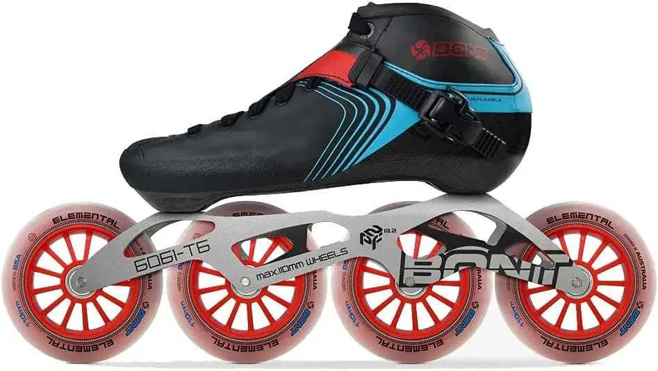 Skates - Inline Speed Skating Racing Skates - GT4 Skate Boots + 6061 Frame + Elemental Wheels + ABEC5 Bearings