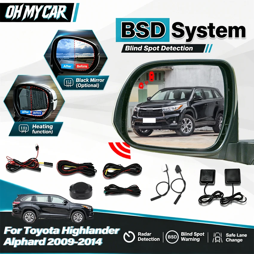 Car Blind Spot Detection System BSD BSA BSM Sensor Lane Change Assist For Toyota Highlander Alphard 2009-2014
