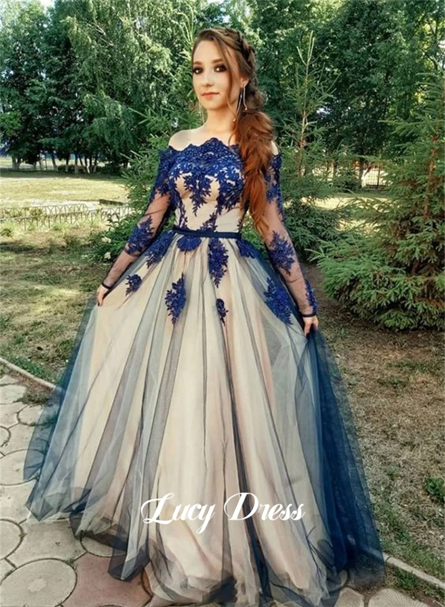 

Lucy Decal Decoration Lace Ball Gown Mesh Line A Party Dress Evening Long Dresses With Sleeves Robe Soiree De Luxe 2024 Prom