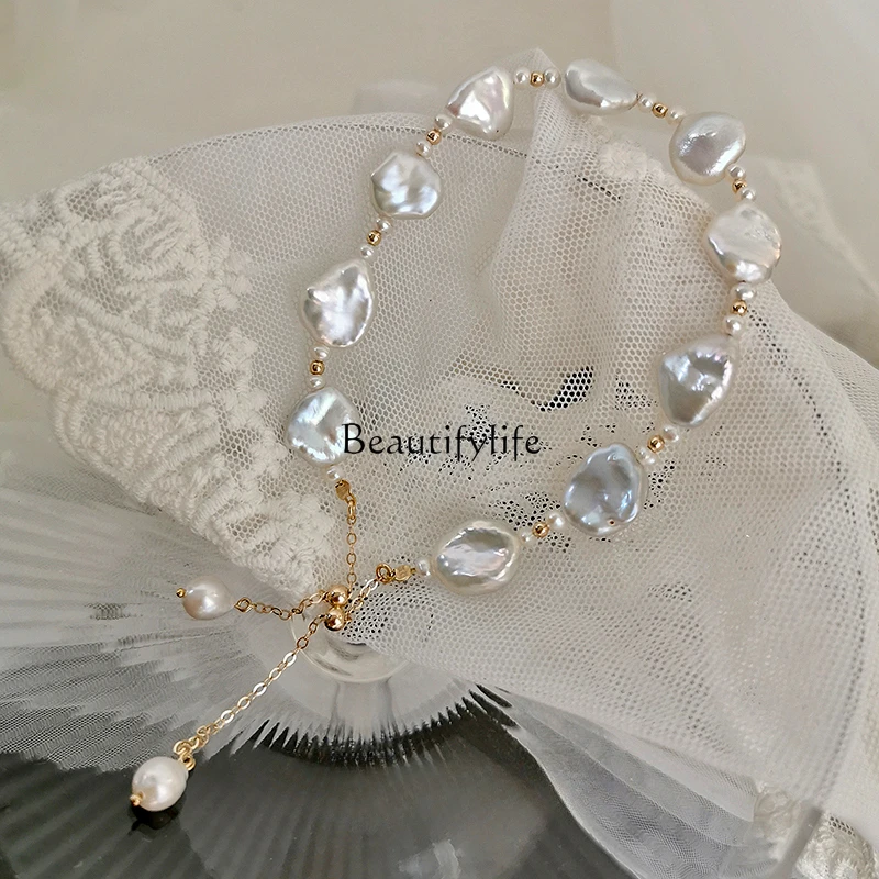 Free Romantic Natural Pearl Bracelet 14K Gilded Bath Does Not Fade