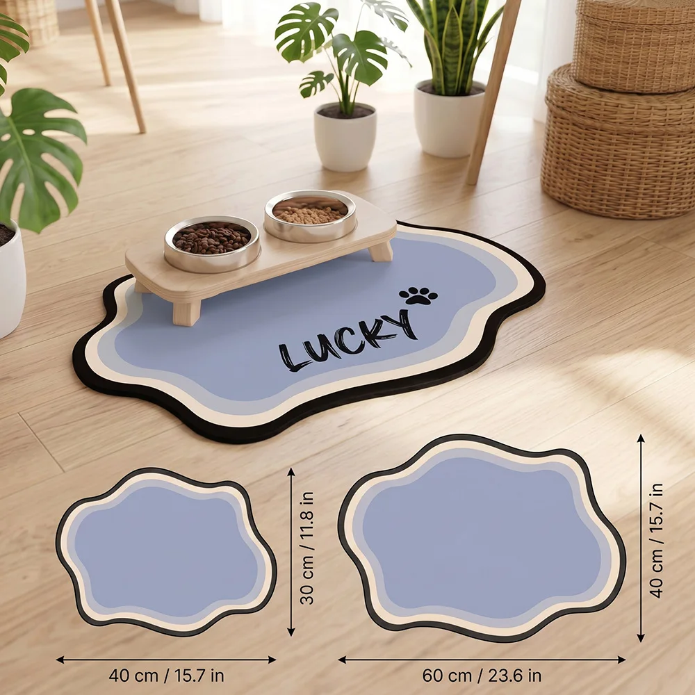 Customized, Bespoke, Custom Cat Feeding Mat, Personalized Pet Placemat,Cat Name, Waterproof Non-Slip, Cat Bowl Mat,