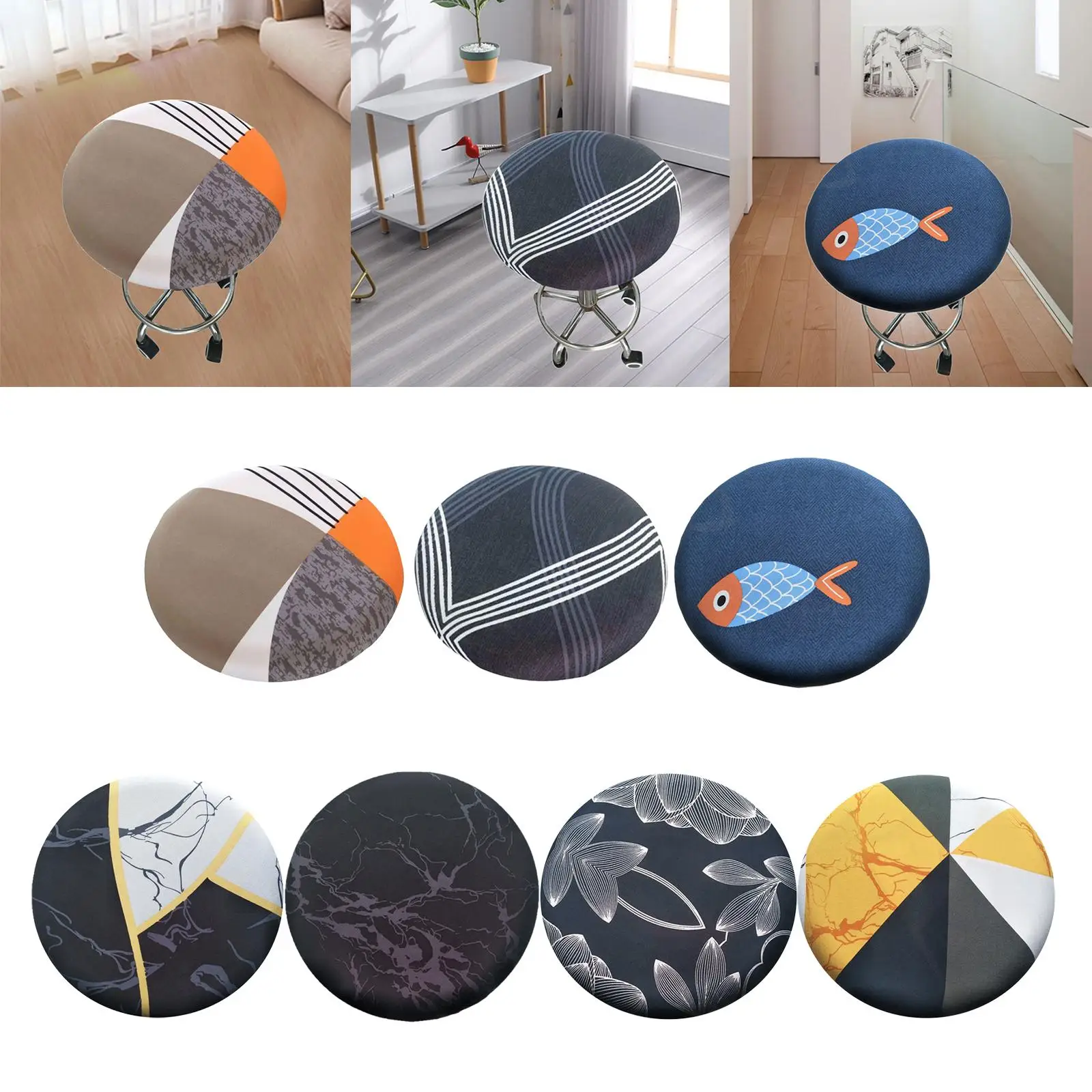 Stretchable Stool Cover Washable Dustproof Chair Slipcovers Cushion Printed