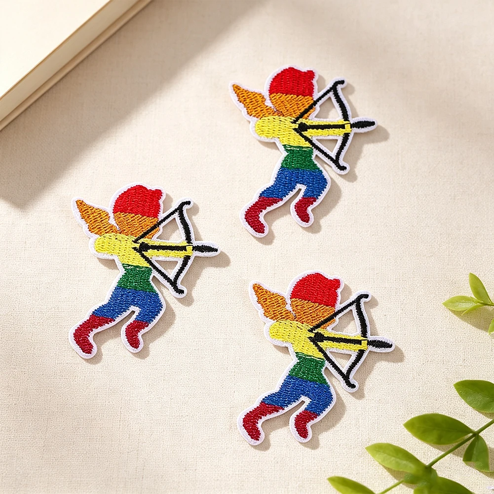 Picture 7: 2pcs Rainbow Cupid Angel Embroidery Patch Ironing Applique Cherub Badge for Clothing Backpack Jacket Hat Jeans Sewing Decor