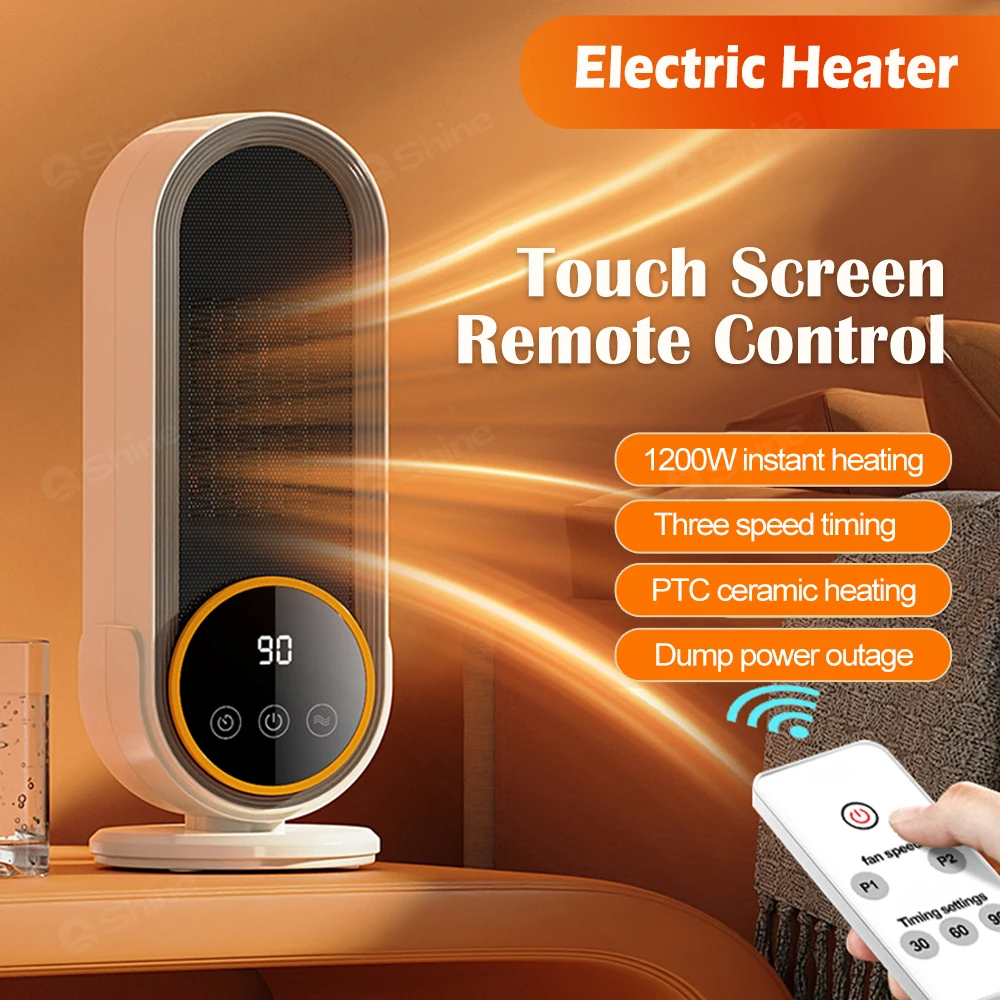 Portable Space Heater, PTC Ceramic 1200W Fast Heating, Wide Angle Airflow, Overheat & Tip-Over Shut-Off, 3 Level Timer