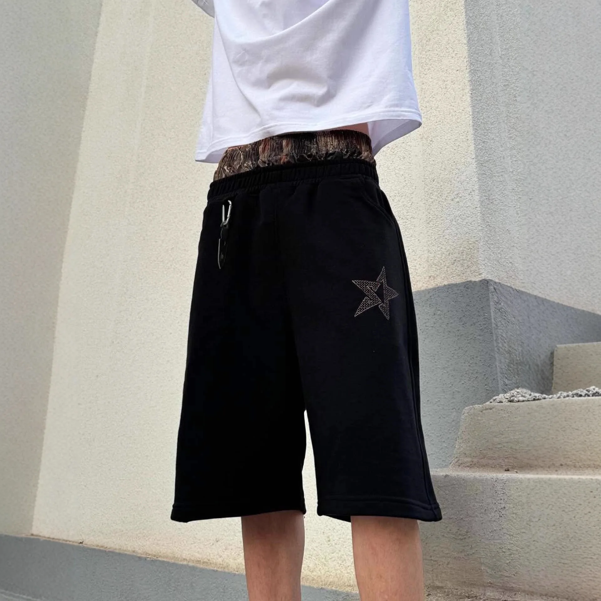 

Trendy Personalized Retro Patchwork Autumn Winter Straight Leg Loose Fit Printed mid Waist Casual Pants for Young Men