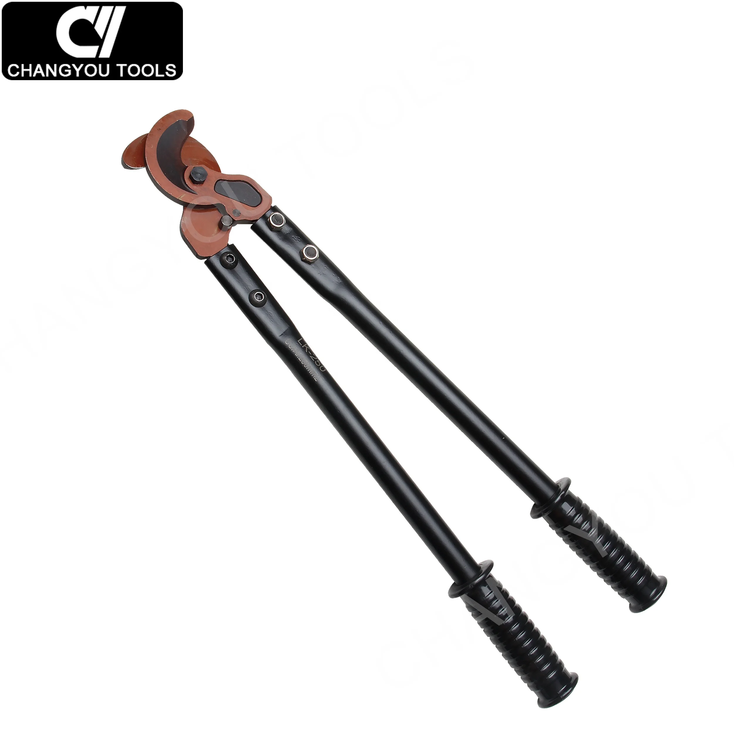 coupe-cable-a-cliquet-en-acier-inoxydable-lk-250-a-commande-manuelle-a-long-manche-efficace-pour-la-construction-de-cables-en-cuivre-et-en-aluminium-de-250-mm2