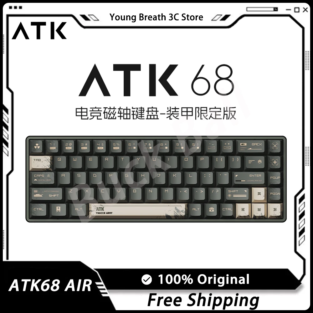 

Механическая клавиатура ATK ATK68 Air, магнитный переключатель, бронированная ограниченная RGB E-Sports, Горячая замена, прокладка V Hub, умная скоростная игровая клавиатура