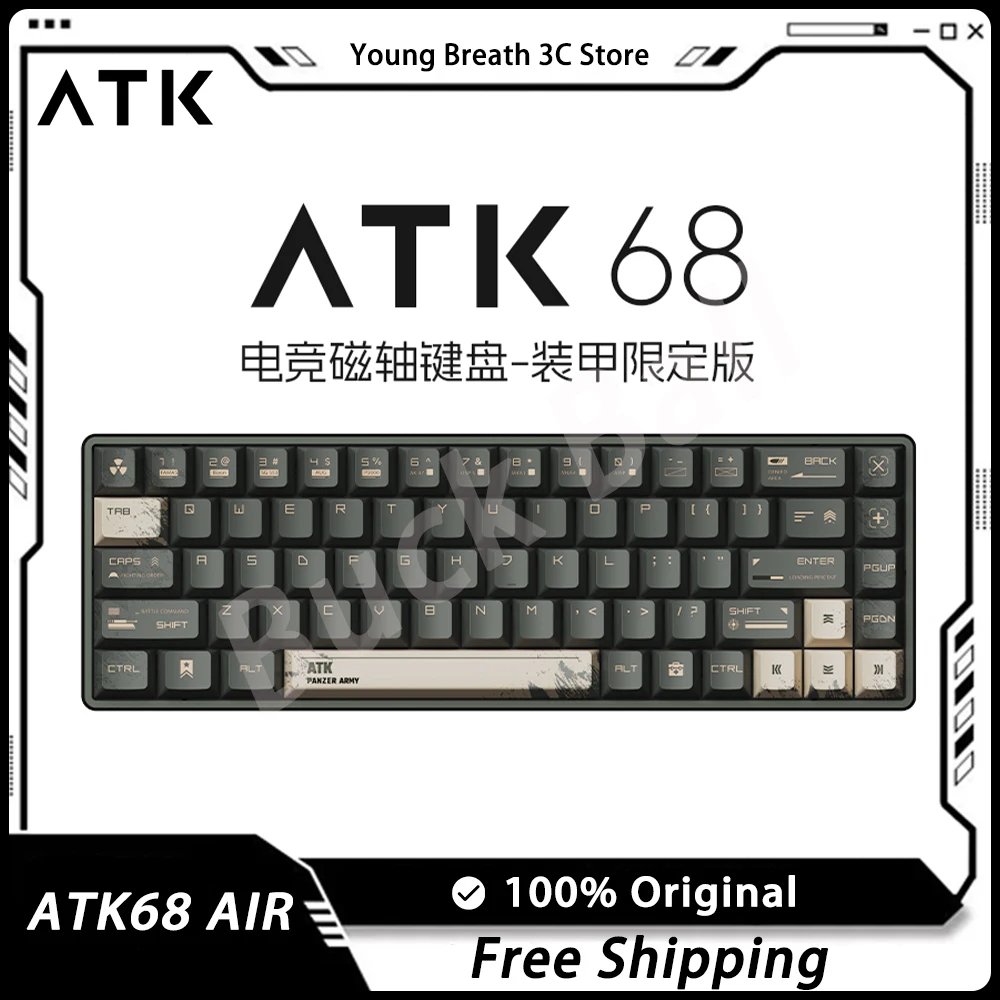 ATK-ATK68 Air teclado mecânico do jogo com armadura interruptor magnético, E-Sports Hot Swap, Junta V Hub, velocidade inteligente, limitada