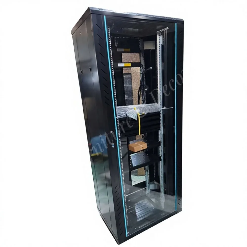 19-Inch 37U Data Center Computer Server Rack Floor-Standing Cold-Rolled Steel Plate IP20 Protection Network Tempered Glass