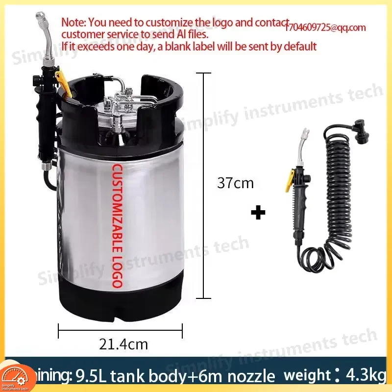 2.5 Gallon Car Wash Bucket for Window Tinting PPF Installation Airless Sprayer Tool with Dual Water Pipes Auto Detailing