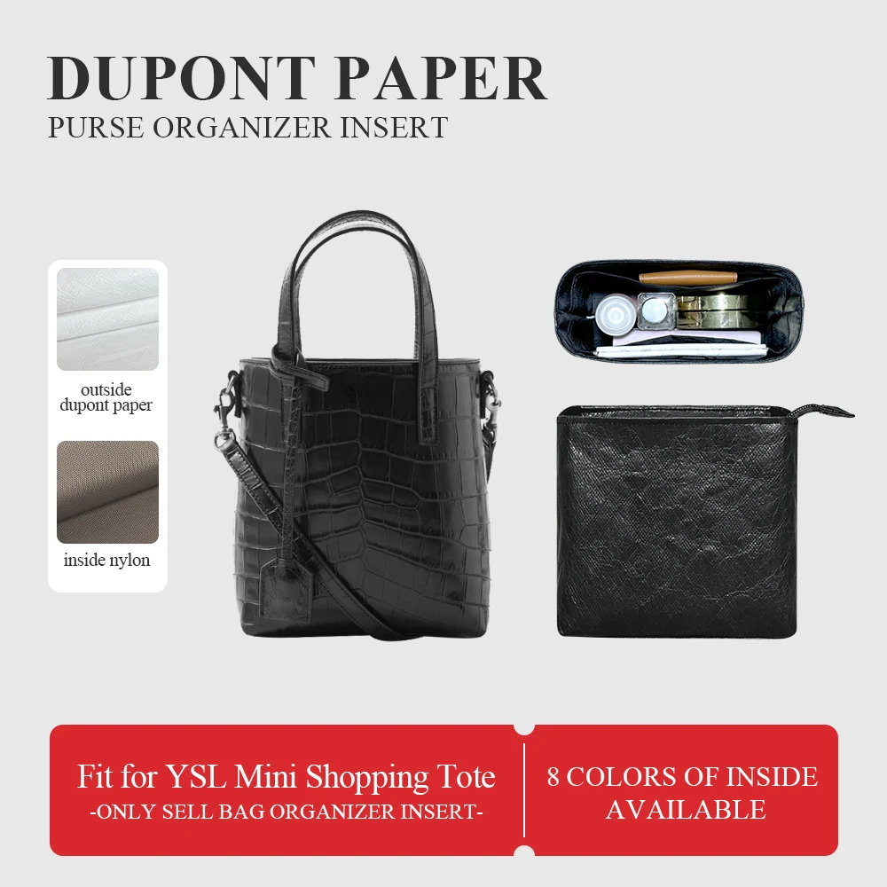 

Dupont Paper Purse Organizer Insert Fit for YSL Mini Shopping Tote Inside Purse Storage Bag Lightweight Inner Liners Organizer