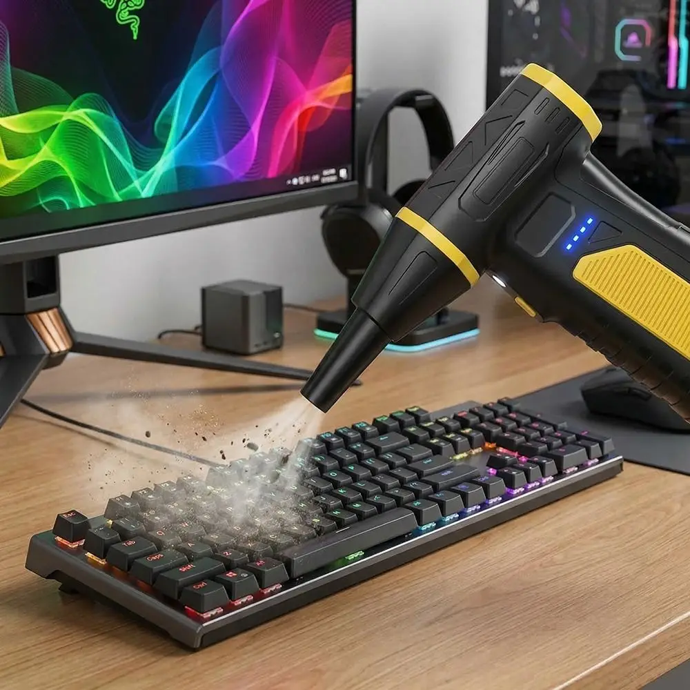 

Adjustable Speed Mini Turbo Jet Fan Safety Hammer Design Powerful Airflow Electric Air Duster Handheld Rechargeable