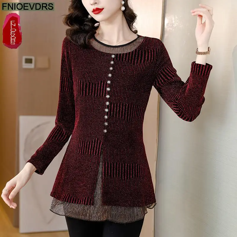 M-5XL Ruffles Bow Tunic Tops Women Long Sleeve Elegant Office Lady Belly Design Bling Button Warm Velvet Peplum Top Blouses