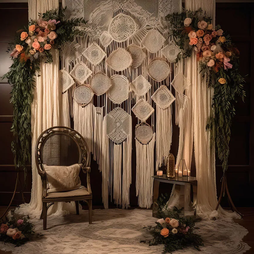 Mehofond ฉากหลังถ่ายภาพในร่มโบฮีเมียนตกแต่งดอกไม้วันเกิดสำหรับเด็กคุณแม่อุปกรณ์ประกอบฉากฉากหลังม่านแนวโบฮีเมียน