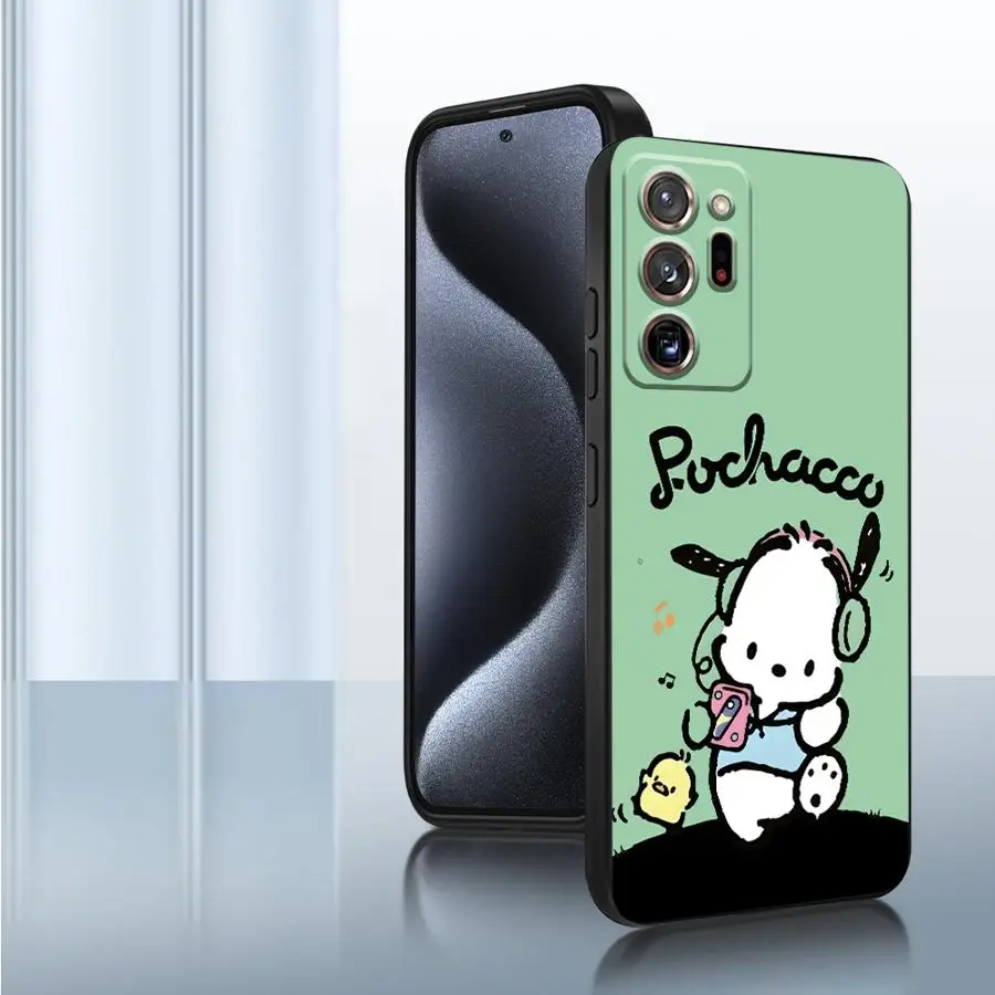 حافظة لهاتف سامسونج جالاكسي نوت 9 10 بلس S8 S9 S10 8 20 غطاء هاتف ناعم أسود للغاية سانريو كيوت بوشاكو