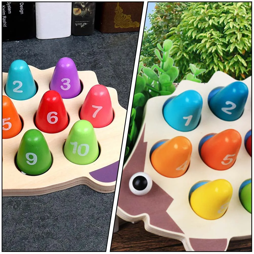 

Wooden Hedgehog Toys Educational Colorful Number Match Plaything Child