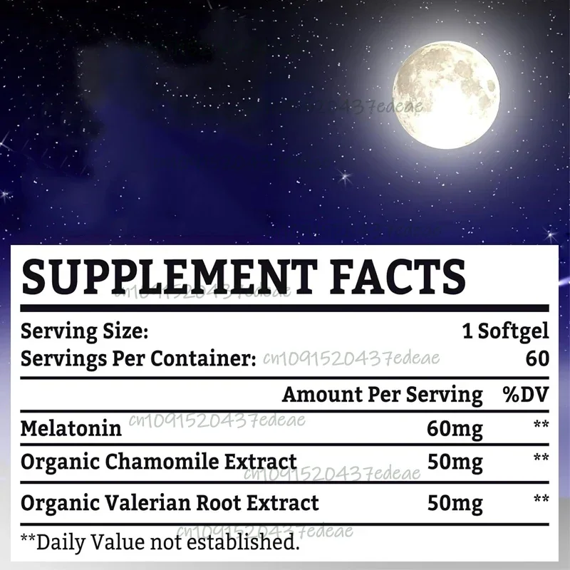 الميلاتونين 60 ملغ - نوم أسرع، دورة أطول، جرعة عالية، 60 كبسولة