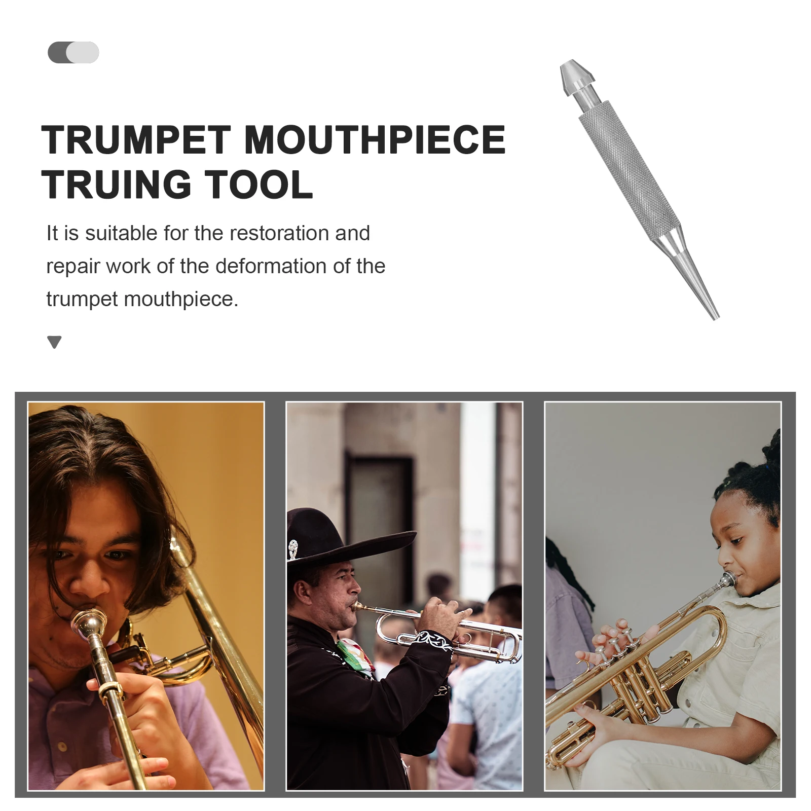

Trumpet Mouthpiece Tool Professional Alloy Truing Instrument for Removing Trumpet Mouthpiece Repair Accessory Dents Long Service