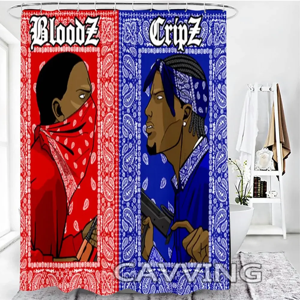 Blood Gang & Crips Gang  3D Printed  Shower Curtain Waterproof Bathroom Curtain Anti-slip Bath Mat Set Toilet Rugs Carpet Home