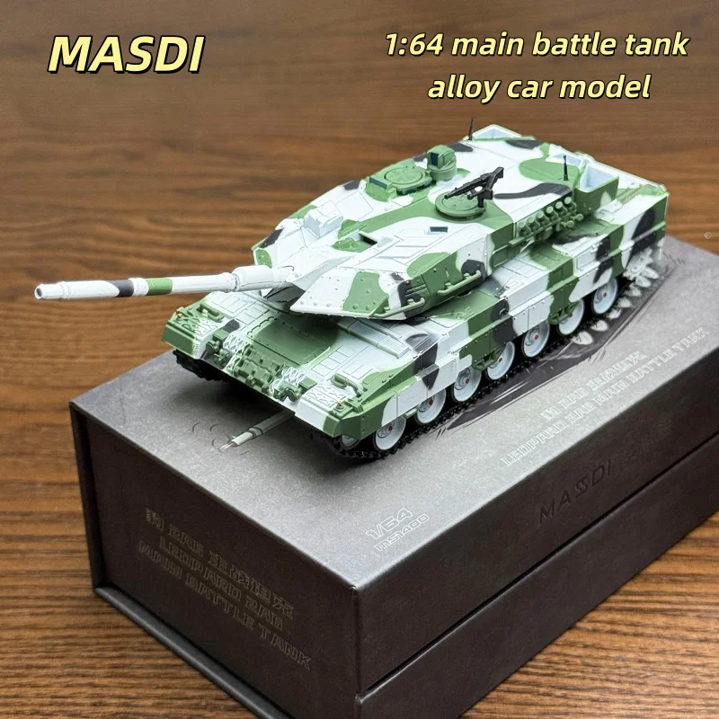 

MASDI 1:64 Leopard 2A6 main battle military armored vehicle, die-cast alloy car model, male decorative item, adult decoration.