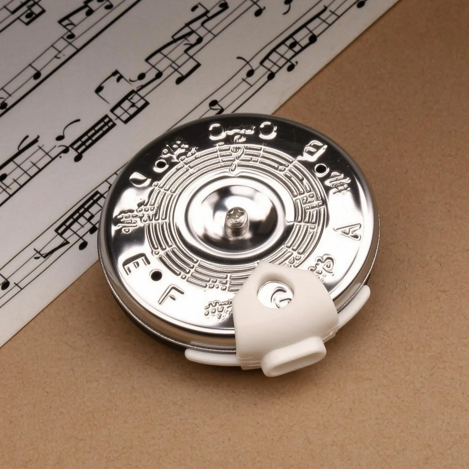 Pocket Pitch Pipe String Tuner Device Polished Metal Dial with White Mouthpiece for Instrument Tuning on the Go