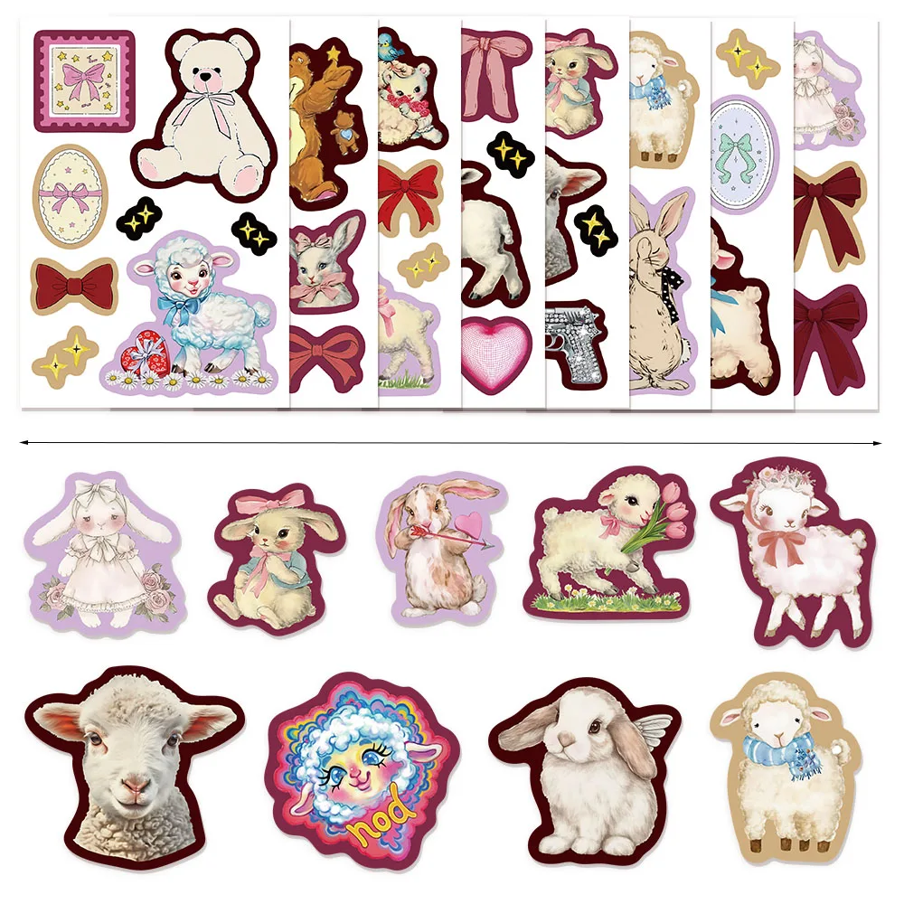 8PCS Illustrated Aesthetic Graffiti DIY Stickers for Computers, Suitcases, Laptops, Water Cups, Waterproof Stickers