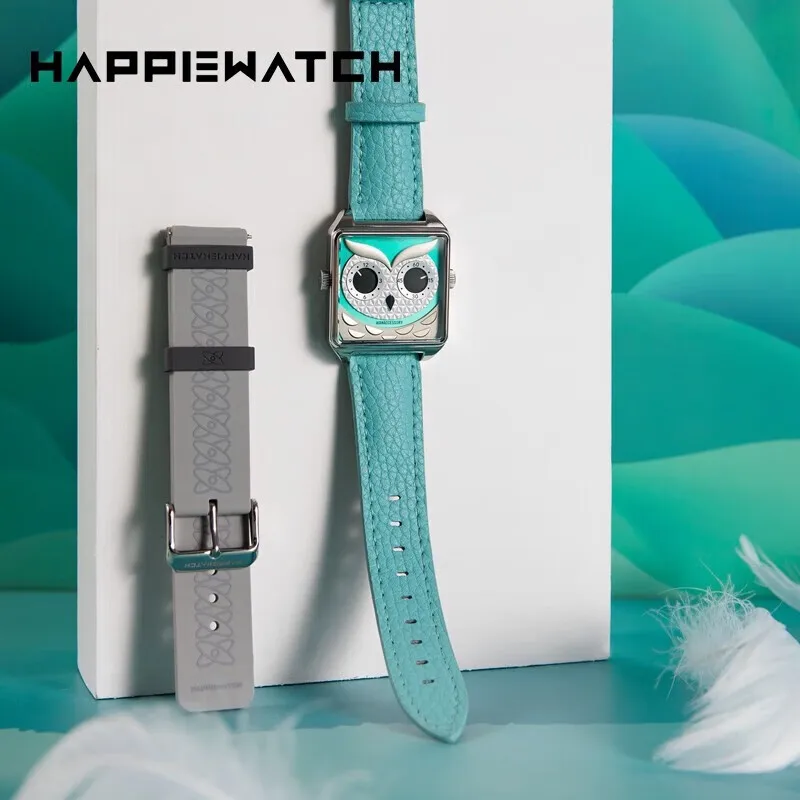 Happie Watch Blue Owl Design Quartz Watch for Men and Women Exquisite Gifts Couple Watch
