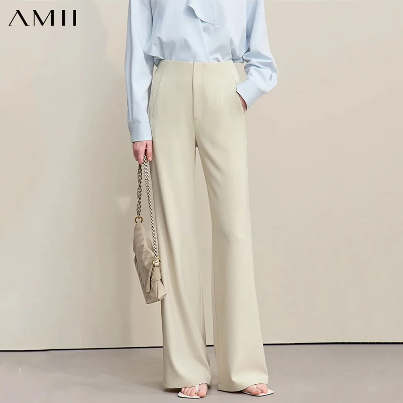 Amii Women's Pants 2026 Summer New Commuter Wrinkle Resistant Micro Flared Pants Casual Simple Versatile Woman Trousers 12611007