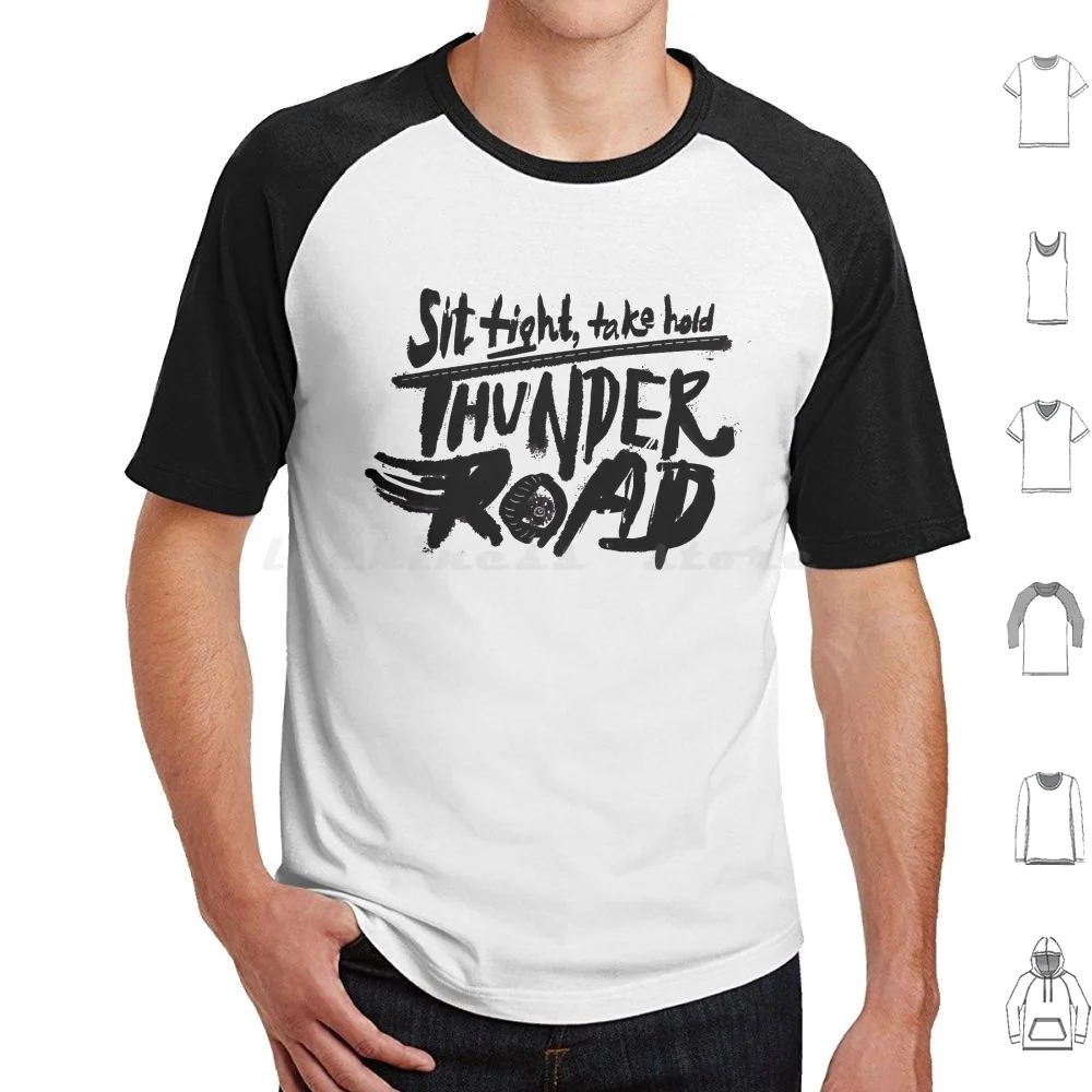 Camiseta de Thunder Road de gran tamaño, 100% algodón, Wanderlust, letras a mano, tipografía, monocromática, Spring Steen Road Runaway